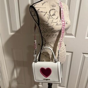 Karl Lagerfeld White and Pink Heart Bag